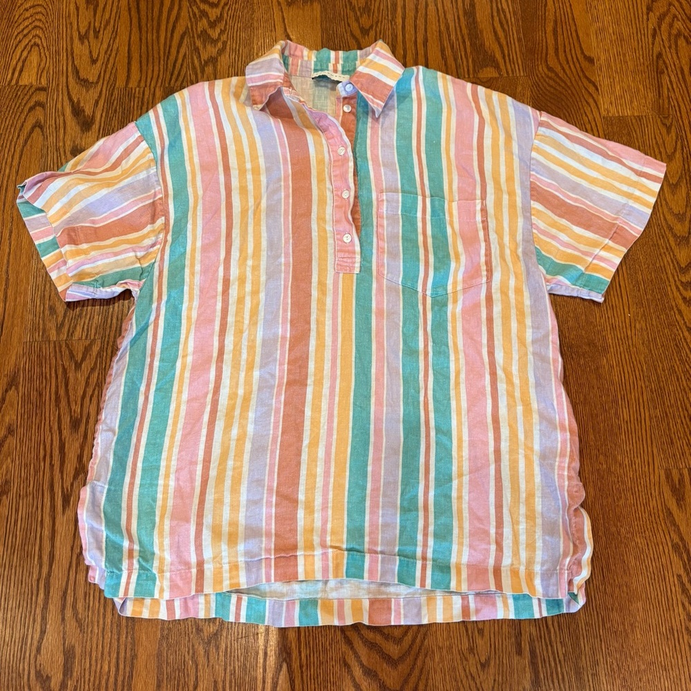 Ephemera Resortwear Oversized Shirt in Bonbon Stripe - Size M/L